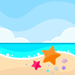 Fototapeta na wymiar Summer Marine Beach Sand Sea Star Starfish Card Ocean 