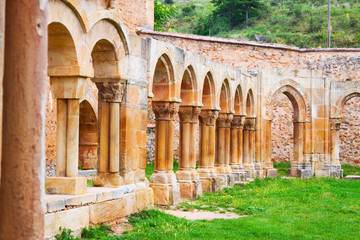 Close up of gothic ruined cloister of Monastery