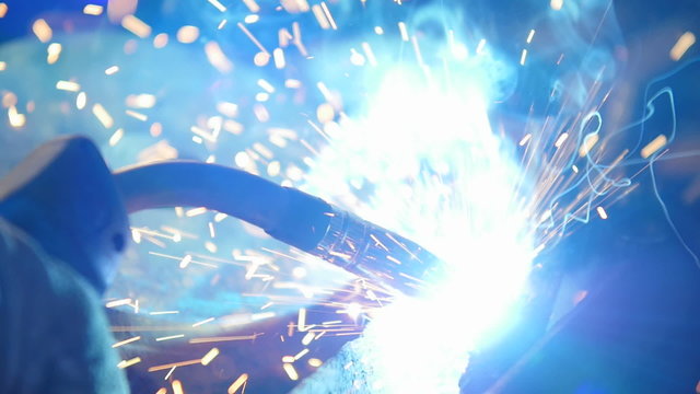 Detail footage of welding