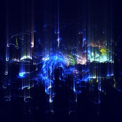 Abstract shapes made of fractal textures.