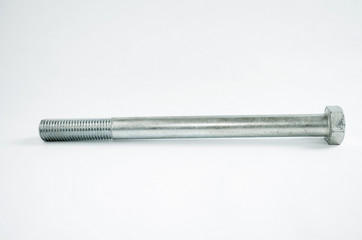 New metal bolt separated on white background