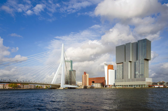 Erasmus Bridge with Skyscraper in Rotterdam
