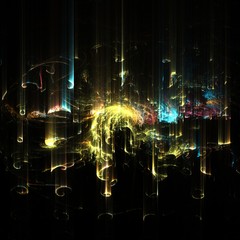 Abstract shapes made of fractal textures.