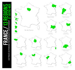 Carte de France / 13 régions et outre-mer