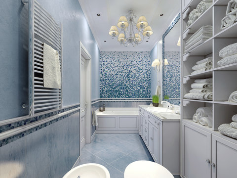Spacious Blue Bathroom Classic Style
