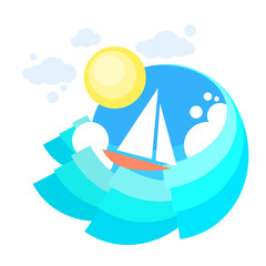 Sail Yacht Boat Sea, Icon Sailing Ocean Vaction Logo, Marine