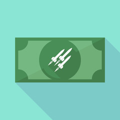 Illustration of a long shadow banknote icon with missiles