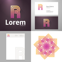 Design icon P element with Business card and paper template