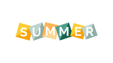 Word concept on color geometric shapes - summer