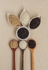Thai rice arrangement on canvas background