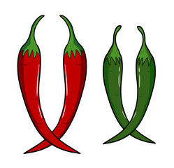 Chili Peppers, a hand drawn vector illustration of chili peppers, isolated on a white background (editable).