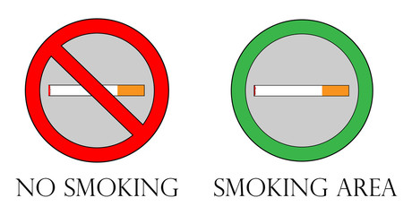 No Smoking & Smoking Area Sign, editable.