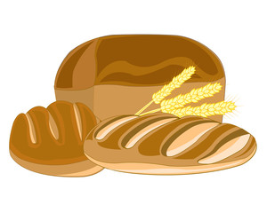 Muffin and long loaf of bread