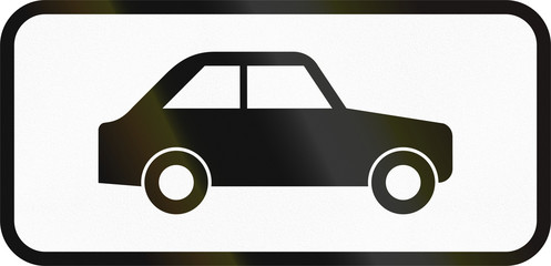 Bangladeshi traffic sign additional panel to specify the meaning of other signs: Cars only