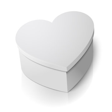 Vector realistic blank big heart shape box isolated on white