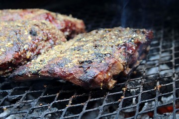 Ribs on bbq or grill