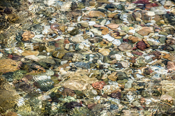 Water Surface.Colored stones under the water. 