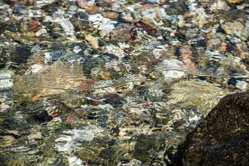Water Surface.Colored stones under the water. 
