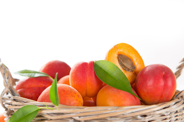Fresh apricots on wooden table, close-up.