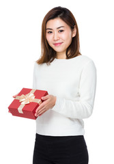 Young Woman hold with giftbox