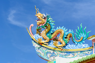 The dragon on the roof Chinese temple