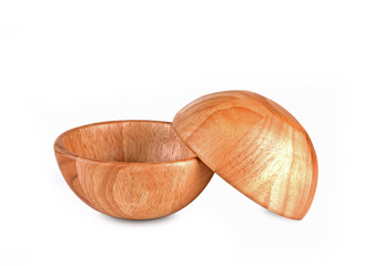 Wooden bowl isolated on white background