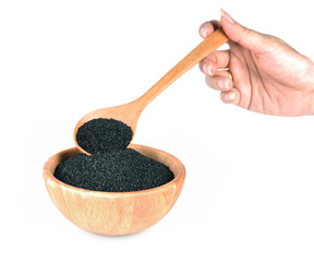 Sesame black seeds isolated on white background