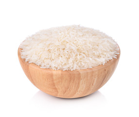Rice boel wooden isolated on white background