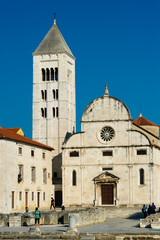 Fototapeta na wymiar The romanesque church in old town of Zadar.