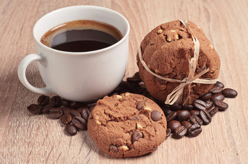 Chocolate cookies with coffee