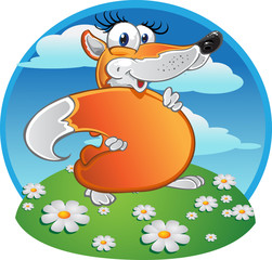 Cheerful fun Fox on the background