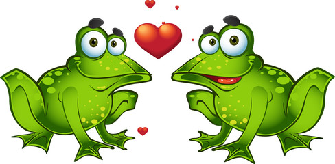 Green frogs in love