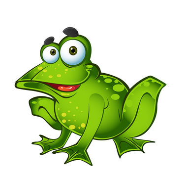 vector smiling green frog