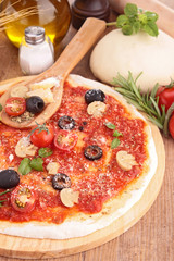 pizza and ingredients