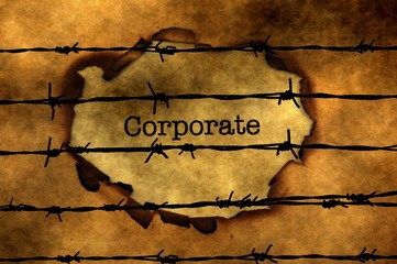 Corporate concept against barbwire