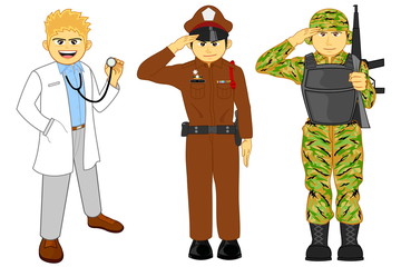 doctor, police and military career