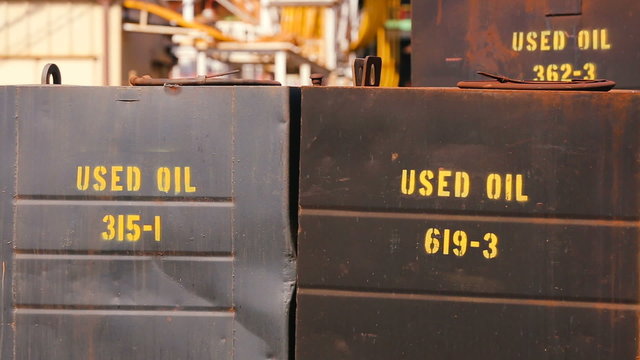 Used Oil Signs on Polluting Factory