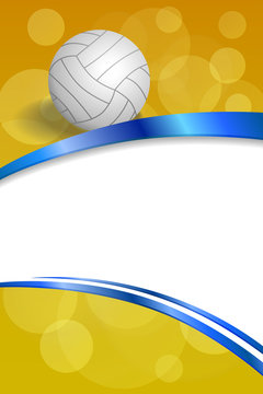 Background abstract volleyball blue yellow white ball ribbon vertical frame illustration vector