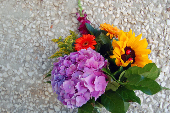 beautiful bouquet of colorful summer flowers