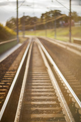 Fototapeta na wymiar De focused railroad track