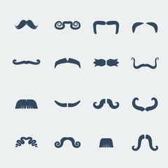 Set of mustaches .Vector retro icons isolated