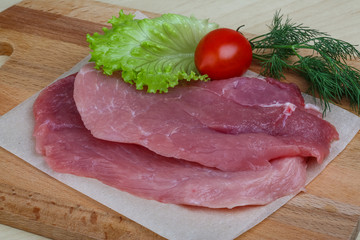 Raw pork schnitzel