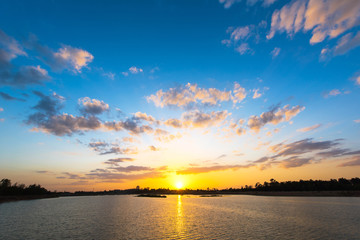 Fototapeta na wymiar Sunset view at the lake