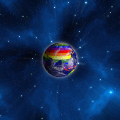 LGBT earth from space. Continents colored in lgbt colors.