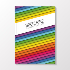Brochure Cover with colorful strips of paper. Modern design template. Vector