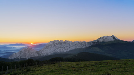 Anboto mountain range at the sunrise
