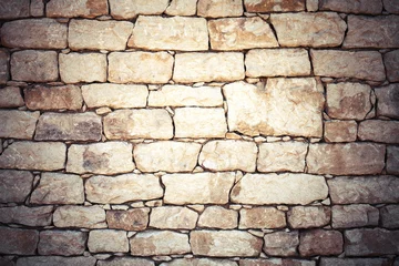 Aluminium Prints Stones Old stone wall, detailed background texture