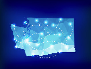 Washington state map polygonal with spotlights places.Useful as