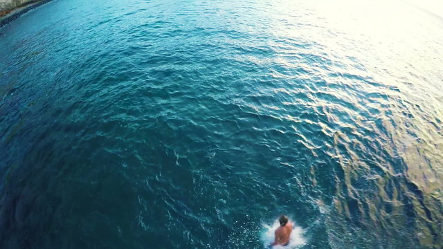 POV Cliff Jumping Backflip Gainer (Slow Motion)