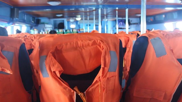Life jacket on seat of ferry
